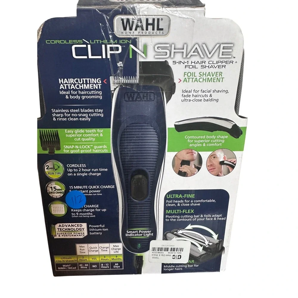 Wahl Cordless Lithium Ion Clip N Shave 5-in-1 Hair Clipper Foil Shaver Kit